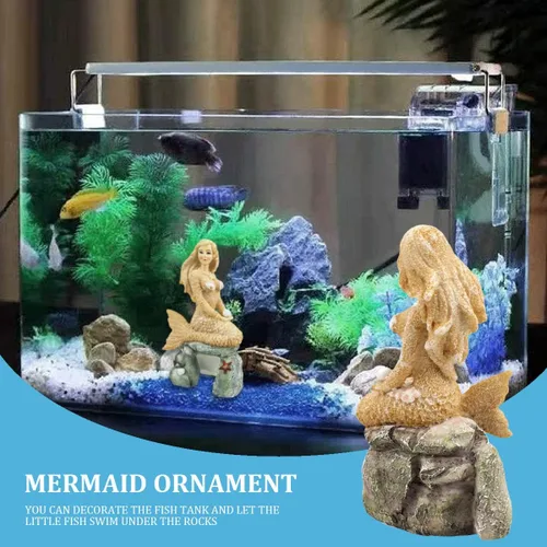 Miniatura 4 de Estatua de sirena para acuario, estatua de sirena, decoración de pecera, escultura de sirena, adornos de resina para decoración de peceras