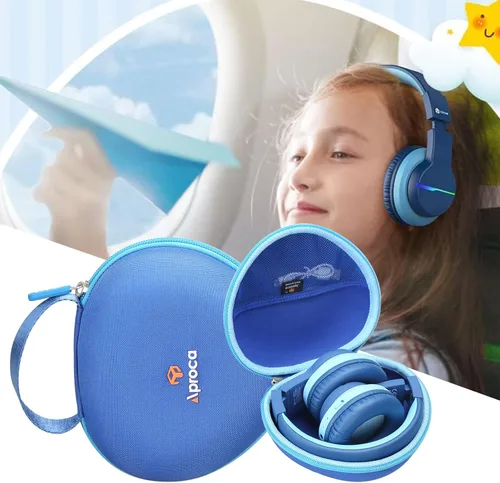 Miniatura 4 de Aproca Funda compatible con auriculares Bluetooth iClever BTH12 / HS19 / BTH26 para niños, bolsa de auriculares de almacenamiento portátil para Azul