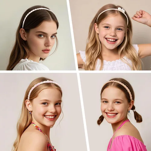 Miniatura 4 de AMCAMI 10 diademas de metal con cuentas de perlas, lindas diademas antideslizantes para niñas y mujeres, accesorios para el cabello para niñas