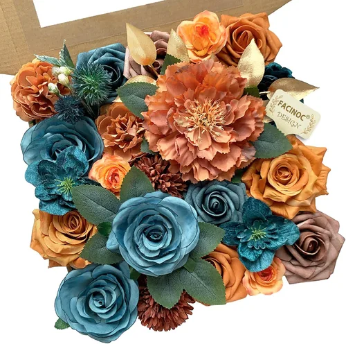 Miniatura 26 de FACINOC Rosas Flores Artificiales Ramo Combo Caja Set para Bricolaje Centros de Mesa de Boda para Mesa Nupcial Baby Shower Fiesta Decoraciones