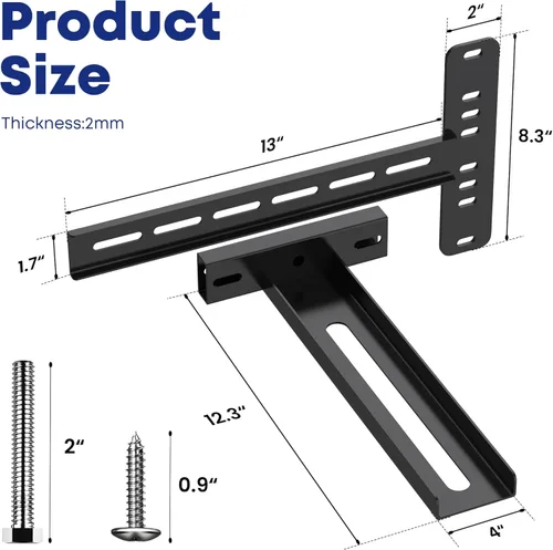 Miniatura 2 de Paquete de 2 soportes de cabecero para camas de metal ajustables para cabecero y estribo, kit de extensión para camas de tamaño individual, queen