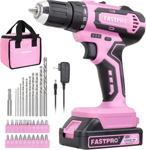 Miniatura 8 de FASTPRO Juego de taladro inalámbrico máximo de 20 V, kit de destornillador de taladro eléctrico de 3/8 pulgadas con batería de 1.5 Ah, cargador