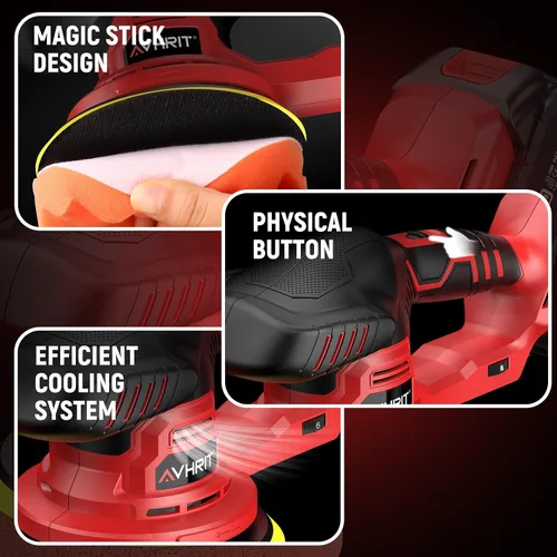 Miniatura 7 de Pulidora Inalámbrica Actualizada con Baterías de 2x4.0Ah, 6 Velocidades Variables hasta 5500 RPM, Pulidora Buffer de 6 Pulgadas para Automóvil
