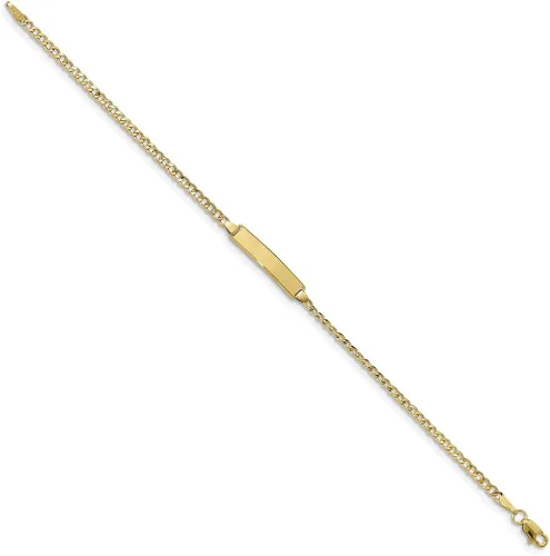 Miniatura 2 de Pulsera de identificación de eslabones cubanos de oro amarillo de 10 quilates con etiqueta de identificación grabable con cierre de mosquetón de 7