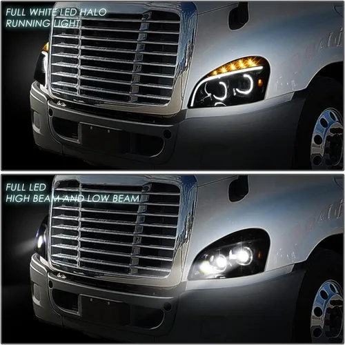 Miniatura 3 de DNA MOTORING HL-HAY-040-BK - Par de faros LED C-Halo con proyectores y barra de luz 3D, compatible con Freightliner Cascadia 08-17, carcasa negra