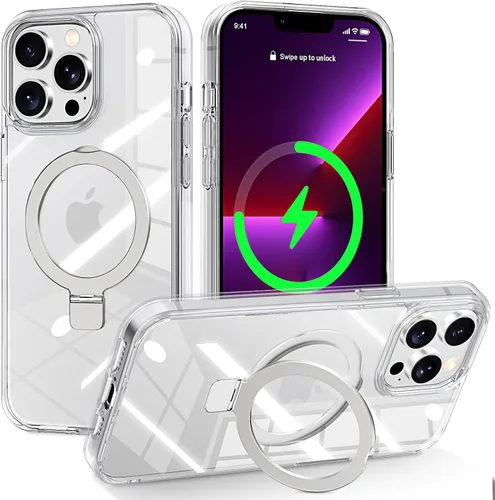 Miniatura 133 de CHAOFEnG Funda magnética compatible con iPhone 11 con soporte, prueba de caídas de grado militar, compatible con imán, anillo translúcido, parte