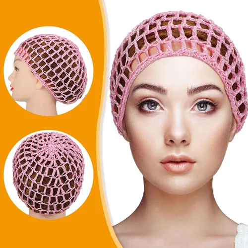 Miniatura 2 de Geyoga 2 piezas de red de ganchillo para el cabello, gorro de punto de rayón, cubierta de moño, gorro de ducha tejido para dormir para mujeres