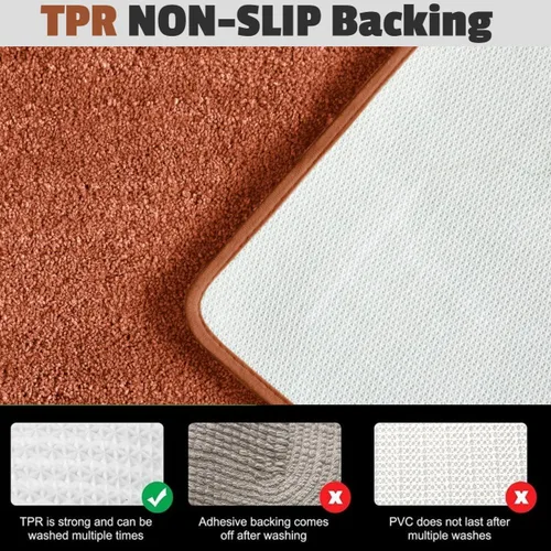 Miniatura 4 de YHF Juego de alfombras de baño de 2 piezas, microfibra gruesa y suave tipo shag, contorno en forma de U, alfombras de baño lavables a máquina