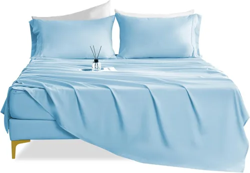 Miniatura 53 de CozySmile Juego de sábanas transpirables y refrescantes, sábanas de lujo de 4 piezas con bolsillo profundo para cama de tamaño matrimonial, se Beige