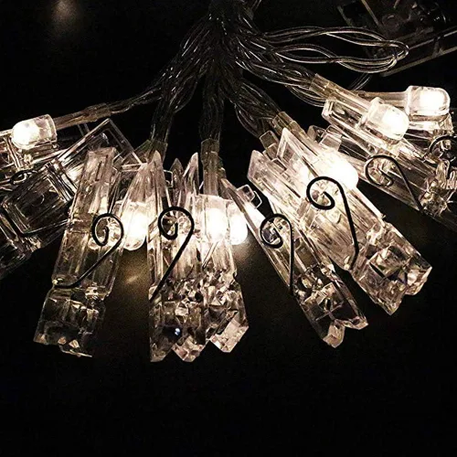 Miniatura 4 de Dopheuor Cadena de luces LED con clip de fotos, cadena de luces LED para colgar fotos, fotos, funciona con pilas para regalos, patio, Navidad, Cálido