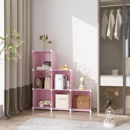 Miniatura 2 de AWTATOS Organizador de Almacenamiento en Cubos, Estantes de Cubos de Almacenamiento Estantería, 6 Cubos Organizadores de Closet y Almacenamiento