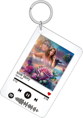 Miniatura 12 de Llavero personalizado de Spotify con imagen, llavero acrílico personalizado para fotos, llavero de código de canción de música de Spotify escaneable