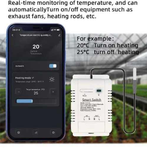 Miniatura 3 de Módulo de sensor de controlador de temperatura WiFi, aplicación Tuya, control remoto inalámbrico de 16 A, interruptor inteligente con monitoreo