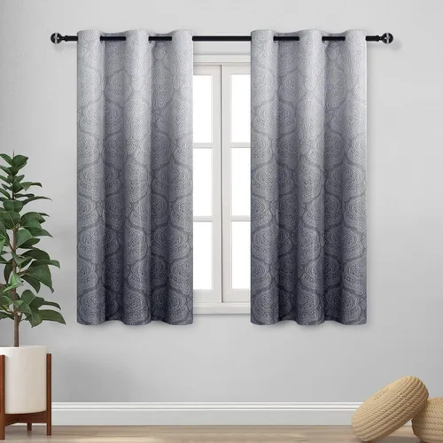 Miniatura 124 de DWCN - Cortinas blackout para dormitorio, diseño de damasco con aislamiento térmico y ojales, para sala de estar, juego de 2 paneles de cortina Gris