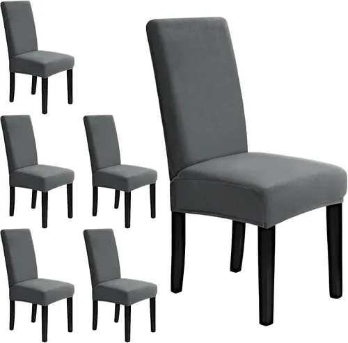 Miniatura 12 de MOSAYT Juego de 2 fundas elásticas de terciopelo para sillas de comedor, fundas suaves con tela extraíble gruesa para sillas Parsons, protectores