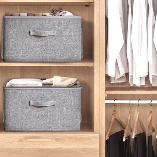 Miniatura 3 de Contenedores de almacenamiento plegables para organización del hogar, cajas organizadoras plegables de tela impermeable [3 unidades], 15.75 x 11.81