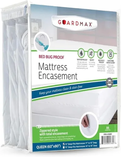 Protector de colchón Guardmax con cremallera | funda contra insectos para cama 100% impermeable | suave, hipoalergénico y transpirable | 1 - Blanco