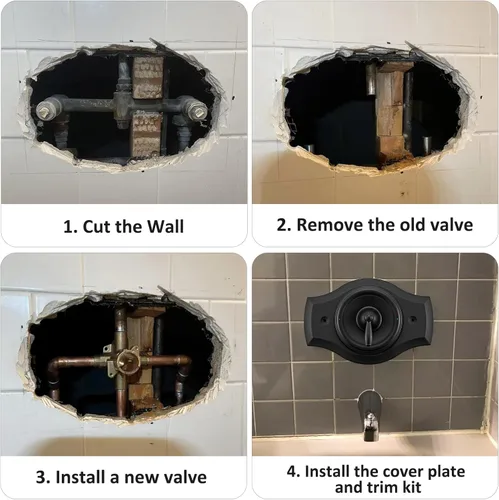 Miniatura 5 de Renovation - Placa de ducha para actualizaciones de ducha de 2 o 3 manijas a 1 mango, negro mate