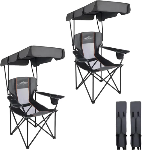 Miniatura 9 de FAIR WIND Silla de camping de gran tamaño con toldo ajustable de 380 libras de capacidad para personas pesadas, silla de playa plegable portátil