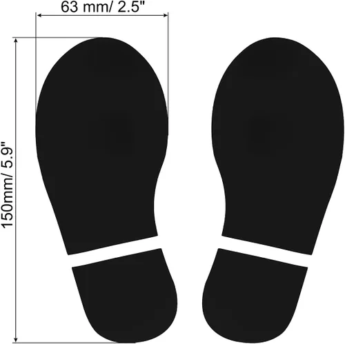 Miniatura 2 de PATIKIL Adhesivo de huellas de 6 x 2.5 pulgadas, 8 pares de zapatos de PVC para decoración de clase, guía de escaleras, color negro