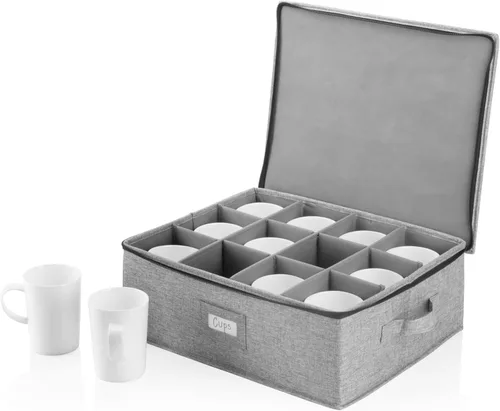 Miniatura 20 de Contenedor de almacenamiento de porcelana para platos de cena - Se adapta a platos de hasta 11.5 pulgadas de ancho - Incluye 12 separadores