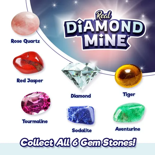 Miniatura 4 de JA-RU Kit de excavación de piedras preciosas de mina de diamantes reales (paquete de 1) roca misteriosa, minerales y gemas para niños Rompe tus