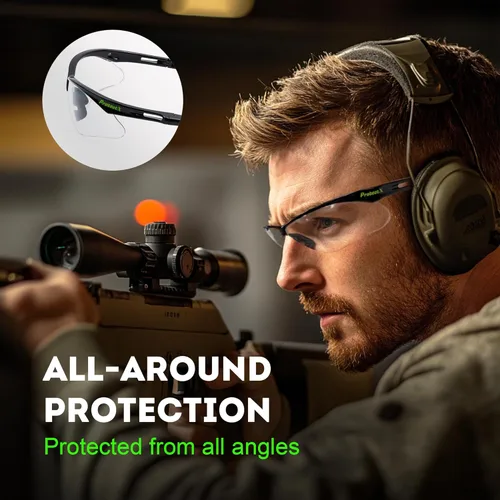 Miniatura 5 de ProtectX Gafas de seguridad para hombres y mujeres, lentes de sol de seguridad con lentes antivaho resistentes a los arañazos, agarres Evergreen