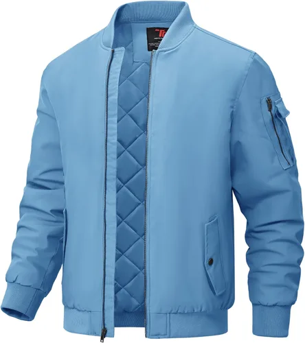 Miniatura 10 de BGOWATU - Chaqueta para hombre, impermeable, acolchada, tipo bomber, casual, para otoño e invierno, cálida y acolchada