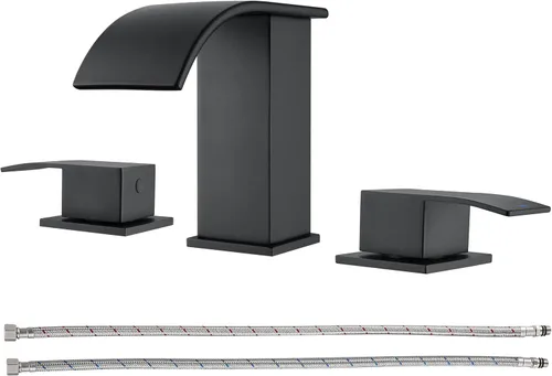 Miniatura 11 de Grifo de baño de cascada de oro cepillado de 8 pulgadas, grifos de baño para fregadero de 3 agujeros, grifo de lavabo de baño generalizado 2 asas
