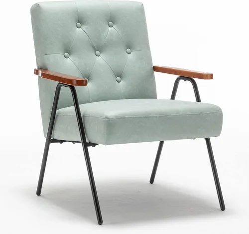 Miniatura 10 de UNICOO - Sillas decorativas modernas, sillón de mediados de siglo, sillas de sala de estar, silla de ocio con patas de metal, sillas laterales