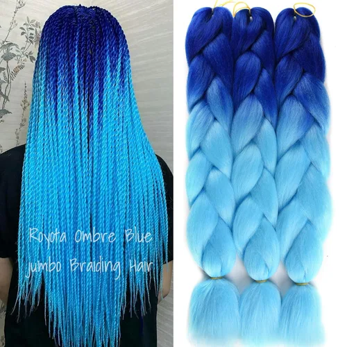 Extensiones de cabello sintético para trenzar ombré, extensiones de cabello sintético jumbo para trenzas, de alta temperatura (3 paquetes de 24
