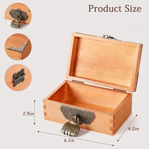 Miniatura 6 de Caja de recuerdos de boda personalizada con cerradura, caja de memoria decorativa de madera, caja de almacenamiento de fotos, aniversario