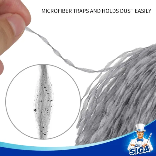 Miniatura 3 de MR.SIGA Plumero de microfibra delicado, mango cómodo antideslizante, cabezal de plumero lavable desmontable, gris y negro