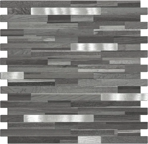 Miniatura 13 de Midcard 10 hojas de azulejos de pared adhesivo para salpicaduras de PVC, para salpicaduras de cocina.. Rectangular Marrón Oscuro