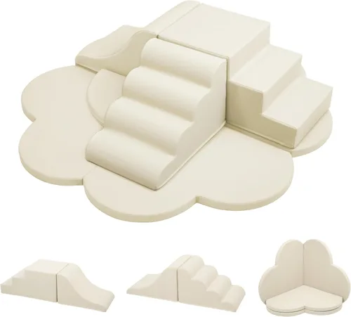 Miniatura 10 de Merax Juguetes de escalada de interior para niños pequeños, 6 piezas de espuma suave, bloques de escalada y tobogán, juego suave