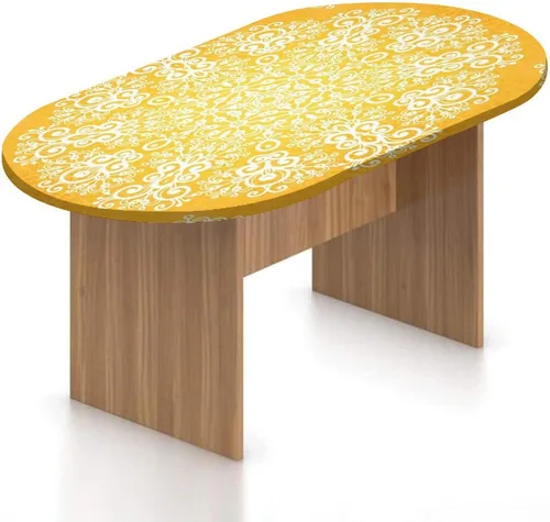 Miniatura 14 de XISUNYA Mantel ovalado ajustable de poliéster elástico, diseño de azulejos geométricos coloridos tradicionales, estampado oriental, se adapta a
