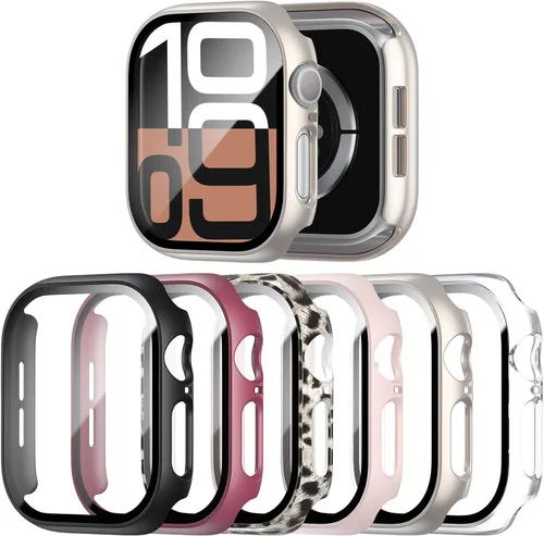 Miniatura 10 de Paquete de 6 fundas para Apple Watch SE 3 (2025)/SE 2/SE/Series 6/5/4 de 40 mm con protector de pantalla de vidrio templado, funda protectora