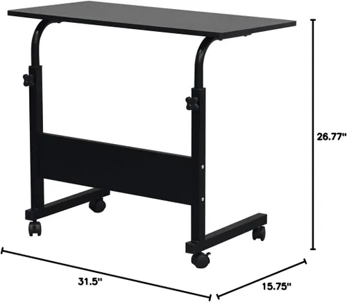 Miniatura 2 de Mesa auxiliar con ruedas para sofá, portátil, portátil, soporte de escritorio para computadora portátil con ruedas, altura ajustable, bandeja de TV