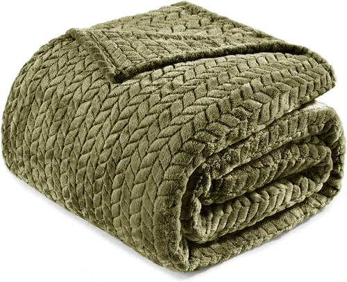Exclusivo Mezcla Manta de vellón tamaño King para cama, 90 x 104 pulgadas, manta de franela jacquard suave, acogedora y ligera, felpa cálida para