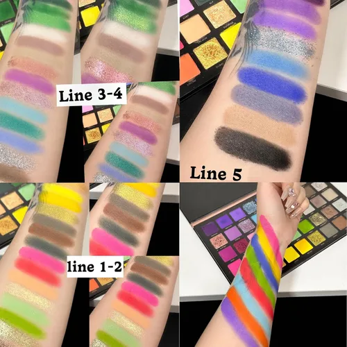 Miniatura 5 de Bold Dimensions Paleta de sombras de ojos, 45 tonos de mate, brillo y purpurina en morado, verde, amarillo, rosa y gris, alto pigmento, duradero