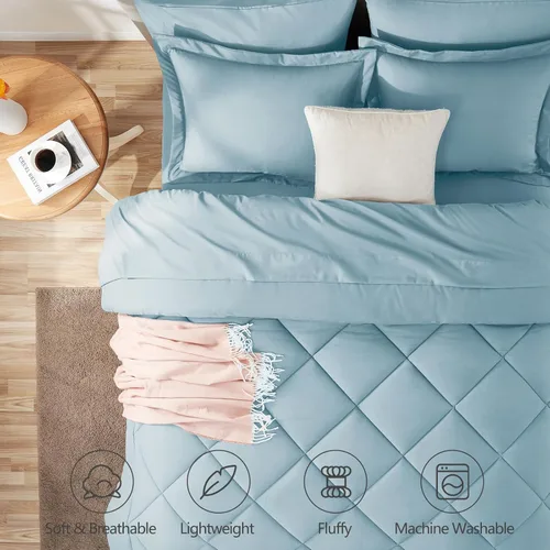 Miniatura 2 de CozyLux - Juego de edredón en una bolsa, para dormitorio universitario, todas las estaciones, edredón, sábanas y fundas para almohada y decorativas