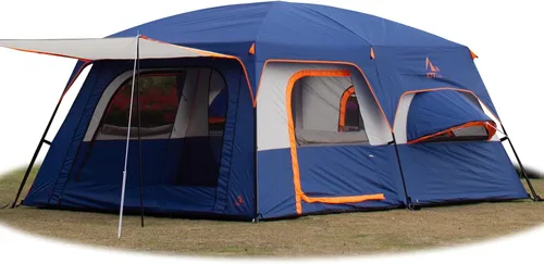 Miniatura 23 de KTT Extra Large Tent 10-12-14 Person(B),Family Cabin Tents,2 Rooms,3 Doors and 3 Windows with Mesh,Straight Wall,Waterproof,Double Layer,Big Tent