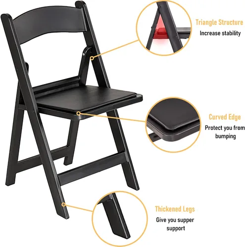 Miniatura 6 de Allpop Paquete de 4 sillas plegables de resina con asiento acolchado de vinilo, capacidad de 550 libras, juego de sillas comerciales para fiestas