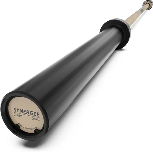 Miniatura 10 de Synergee Games Barras olímpicas recubiertas de cerámica de 15 kg y 20 kg en color. Estimadas en 1500 libras para levantamiento de pesas y potencia.