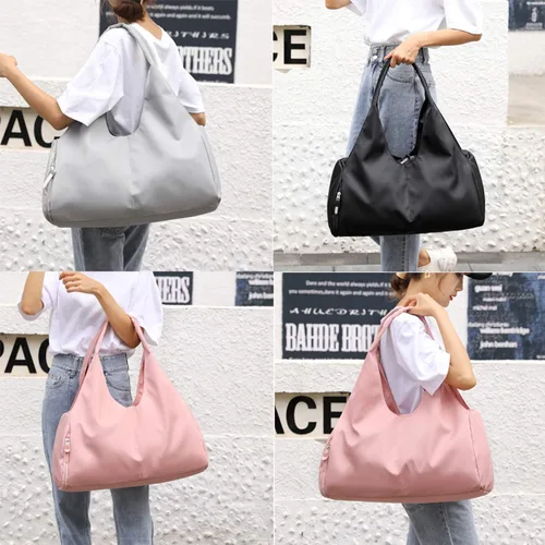 Miniatura 7 de Forestfish Bolsa de gimnasio de yoga para mujer con compartimento para zapatos y bolsillos de almacenamiento húmedos y secos, bolsa de lona ligera