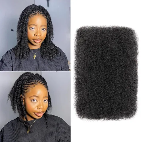 Miniatura 9 de BLL Afro Kinkys - Cabello humano a granel, 100% cabello humano para mini torsión, trenzas, extensiones de rastas, cabello rizado afro, color negro a