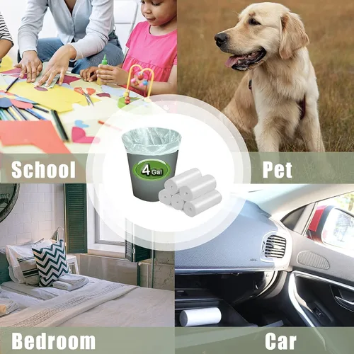 Miniatura 6 de Inwaysin - Bolsas de basura pequeñas, bolsas de basura pequeñas de 4 a 6 galones biodegradables para latas gruesas, tamaño expandido, color blanco