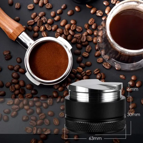 Miniatura 3 de Santo Herramienta de distribución/nivelador de espresso de 2.283 in, distribuidor de palma ajustable con 3 pendientes anguladas, compatible