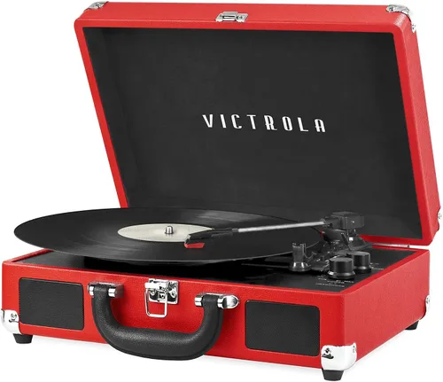 Miniatura 11 de Victrola Journey - Tocadiscos portátil de maleta con Bluetooth, con altavoces integrados, reproductor de discos de vinilo de 3 velocidades, salida