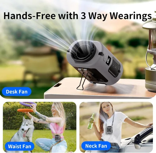 Miniatura 6 de Socool - Ventilador de cintura portátil de 5000 mAh, recargable, mini ventilador personal con 13000 RPM y 4 velocidades ajustables, enfriamiento